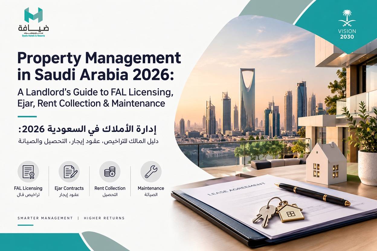 إدارة الأملاك في السعودية 2026: رخصة فال وإيجار والتحصيل